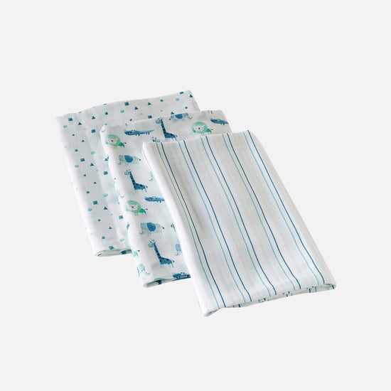 Giggles 3-Piece Printed Bamboo Muslin Swaddle Blanket Set - 120x120 cm