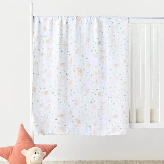 Giggles Floral Print Bamboo Muslin Swaddle Blanket - 120x120 cm