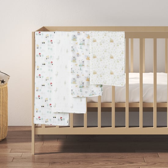 Giggles Printed Bamboo Muslin Swaddle Blanket - Set of 4