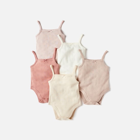 Juniors Heart Detail Sleeveless Bodysuit - Set of 5