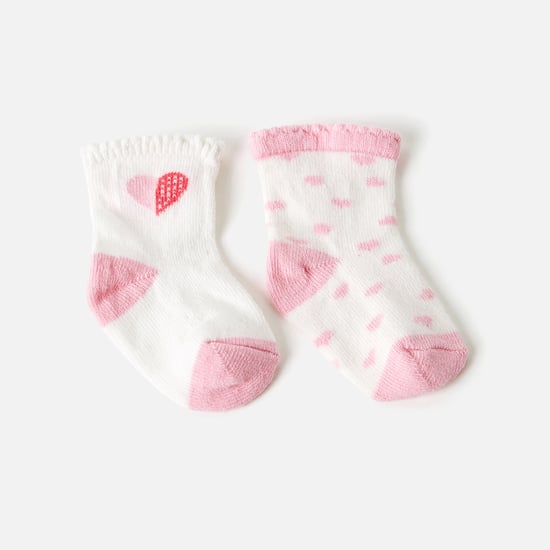 Juniors Heart Detail Ankle Length Socks - Set of 2