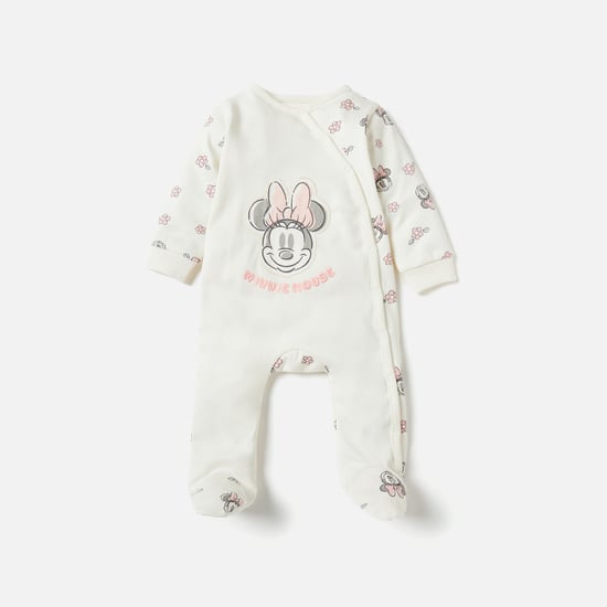 Minnie Mouse Applique Closed Feet Sleepsuit with Long Sleeves