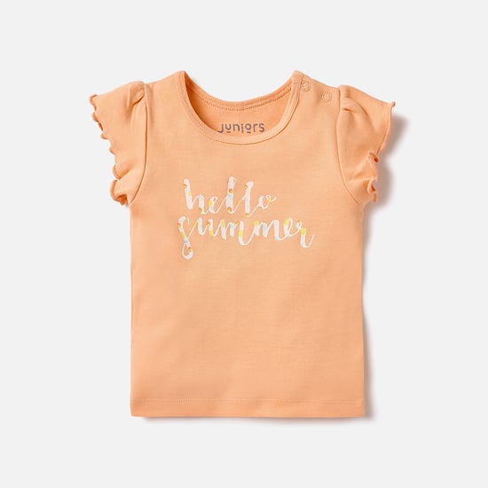 Juniors Fruit Print Ruffle Sleeves T-shirt and Elasticated Pyjama Set