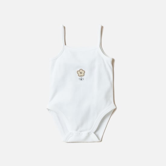 Juniors Floral Embroidered Strappy Bodysuit
