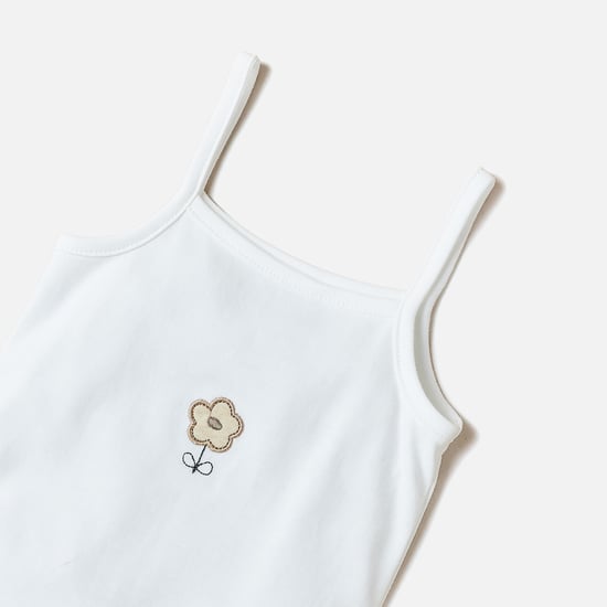 Juniors Floral Embroidered Strappy Bodysuit