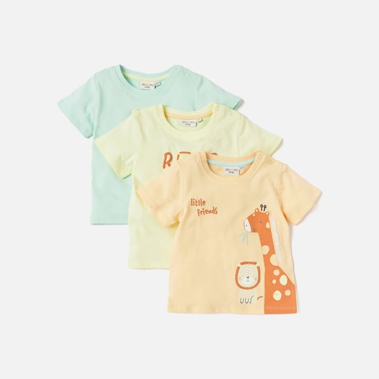 Juniors Graphic Print Crew Neck T-shirt with Short Sleeves - Set of 3