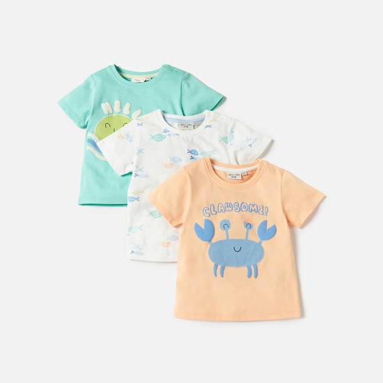 Juniors Printed T-shirt with Crew Neck and Short Sleeves - Set of 3