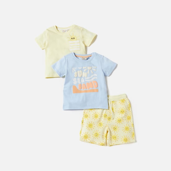 Juniors 3-Piece Printed T-shirts and Shorts Set