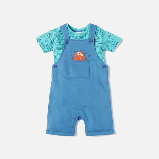 Juniors All-Over Print T-shirt and Dungaree Set