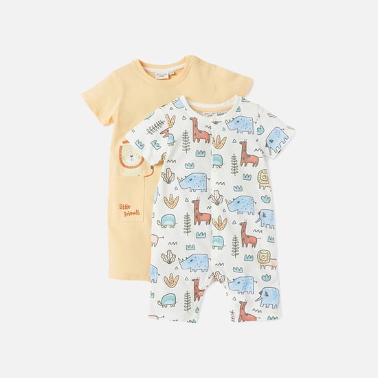 Juniors Printed Romper with Short Sleeves - Set of 2
