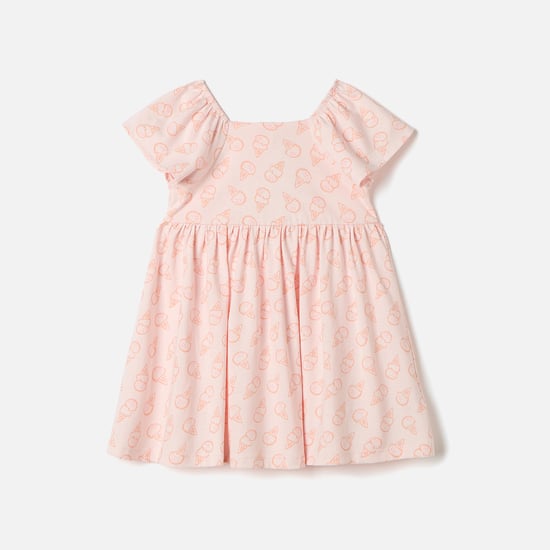 Juniors Ice Cream Print A-line Dress with Short Sleeves
