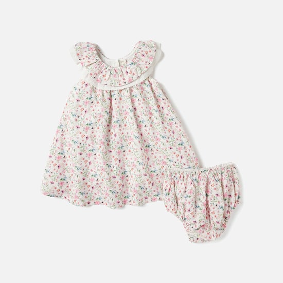 Giggles All-Over Floral Print Sleeveless Dress and Bloomer Set