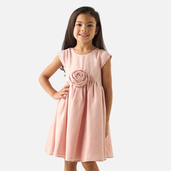 Juniors Textured Dress with Flower Applique