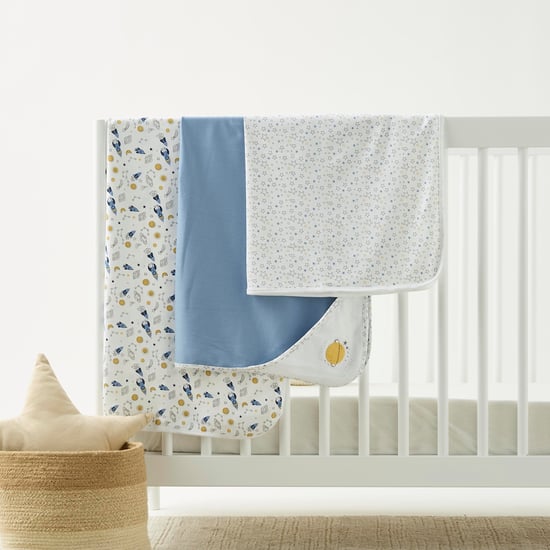 Juniors 3-Piece Printed Hooded Receiving Blanket Set - Set of 3
