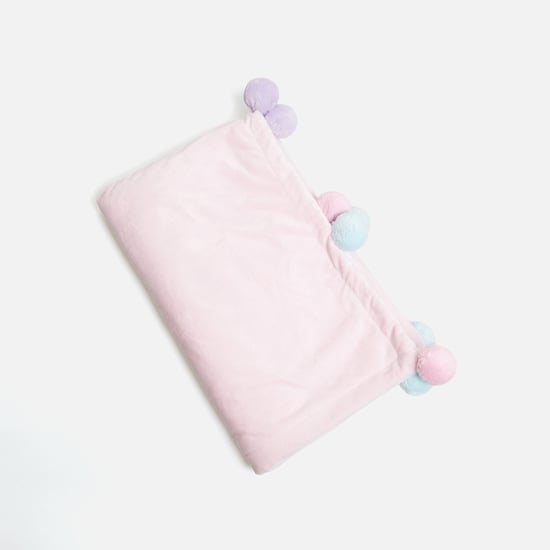 Juniors Suede Pom-Pom Detail Plush Blanket - 76x102 cm