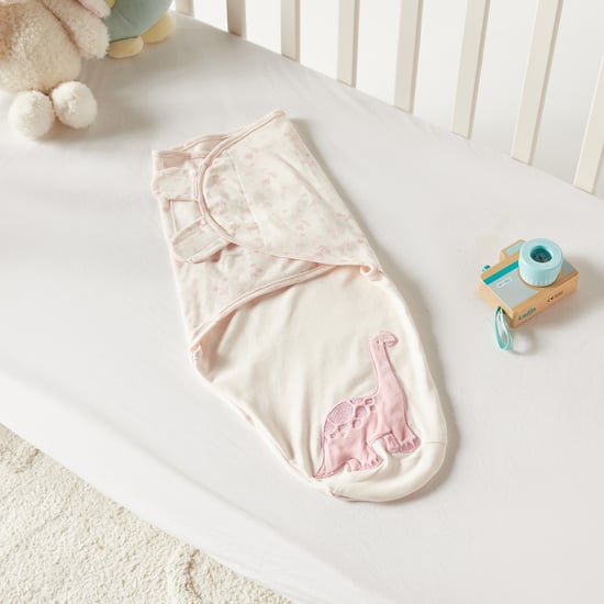 Juniors Dinosaur Applique Swaddle Wrap with Hook and Loop Closure