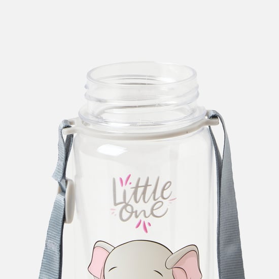 Juniors Elephant Print Sipper Water Bottle with Adjustable Strap - 350 ml
