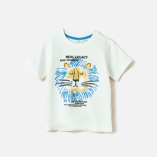 Juniors Graphic Print T-shirt with Short Sleeves