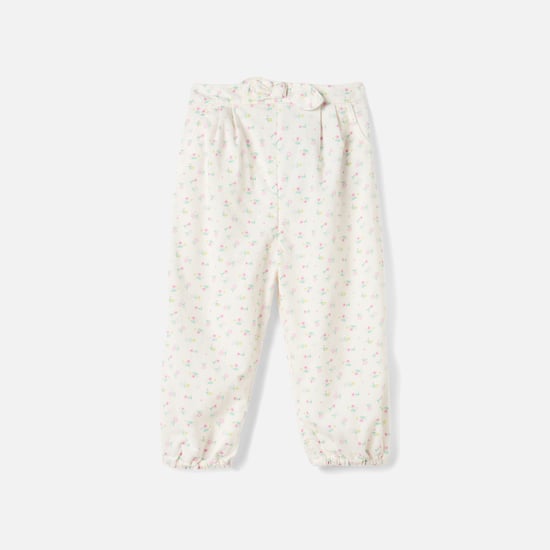 Juniors All-Over Floral Print Joggers with Bow Accent