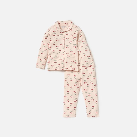 Juniors All-Over Cherry Print Shirt and Pyjama Set