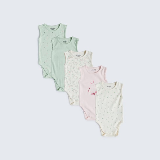 Juniors Printed Sleeveless Bodysuit - Set of 5