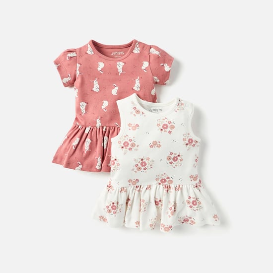 Juniors Bunny Print A-line Dress - Set of 2