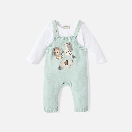 Juniors Applique Detail Dungaree and T-shirt Set