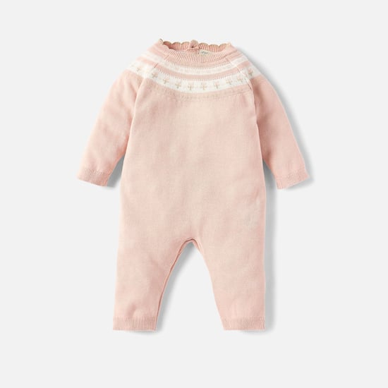 Juniors Textured Sleepsuit with Long Sleeves and Button Closure