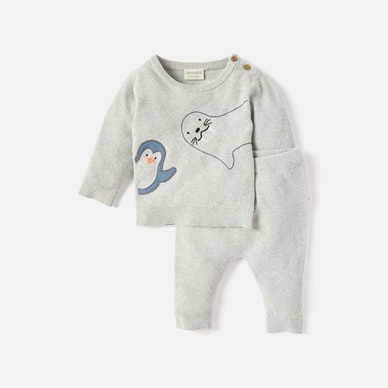 Juniors Applique Detail Long Sleeves T-shirt and Elasticated Pyjama Set