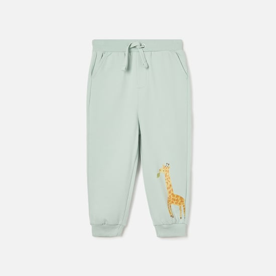 Juniors Giraffe Print Joggers with Drawstring Closure
