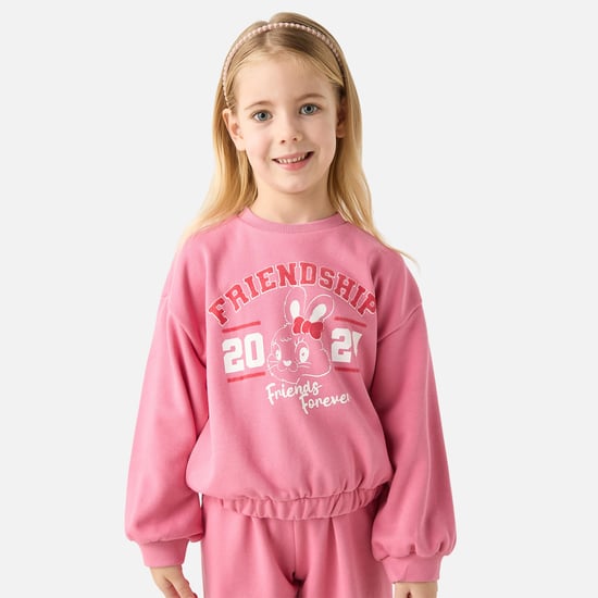 Juniors Printed Sweatshirt with Long Sleeves