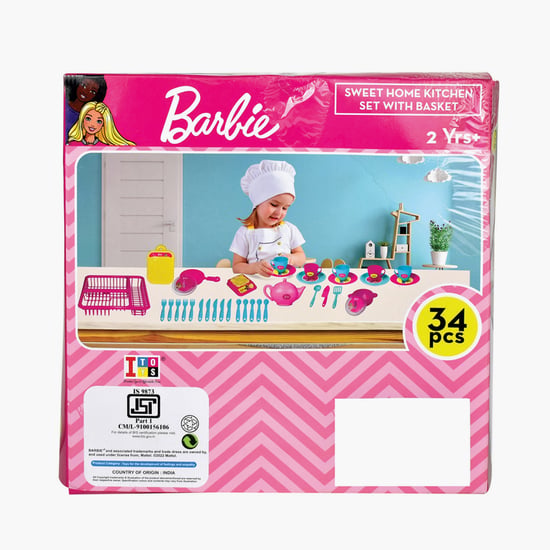 Itoys Barbie Sweet Home Kitchen Set with Basket - 34 Pcs