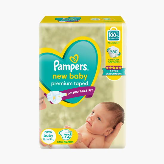 Pampers New Baby Premium Taped Diaper - Pack of 72