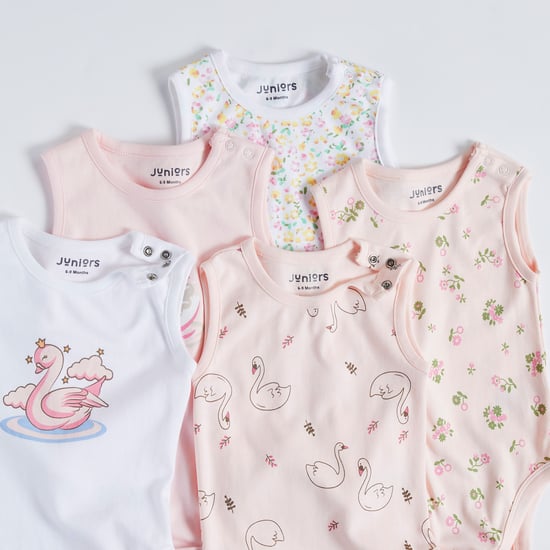 Juniors Printed Sleeveless Bodysuit - Set of 5