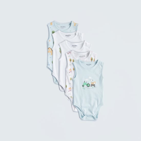 Juniors Printed Sleeveless Bodysuit - Set of 5