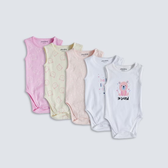 Juniors Printed Sleeveless Bodysuit - Set of 5