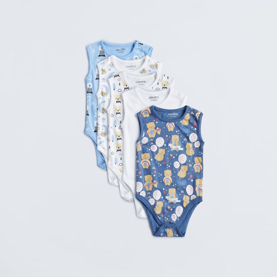 Juniors Printed Sleeveless Bodysuit - Set of 5