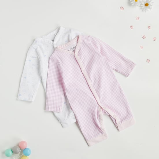 Juniors Assorted Sleepsuit with Long Sleeves and Snap Button Closure - Set of 2