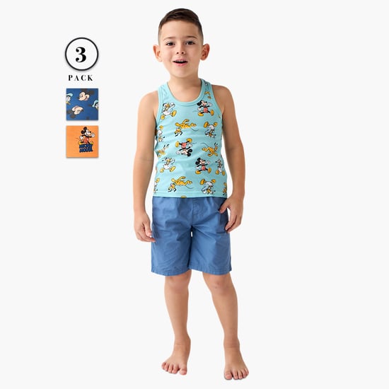 Juniors Mickey Mouse Print Sleeveless Vest - Set of 3