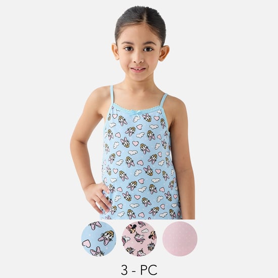 Juniors Printed Camisole with Bow Detail - Set of 3