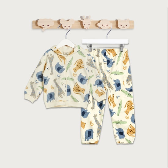 Juniors Animal Print Hoodie and Joggers Set