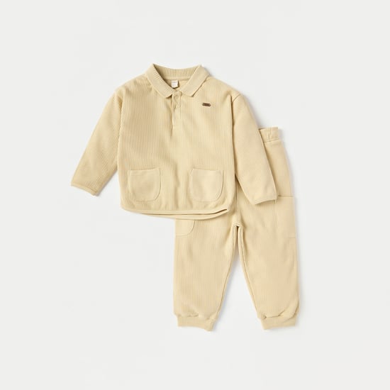 Giggles Ribbed Polo T-shirt and Joggers Set