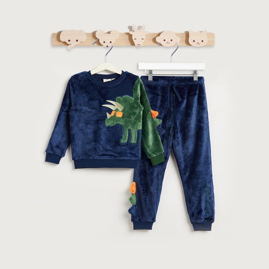 Juniors Dino Applique Sweatshirt and Pyjama Set