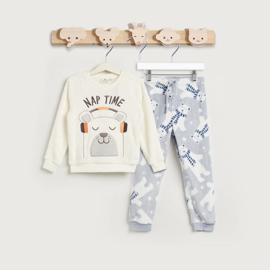 Juniors Animal Embroidered Sweatshirt and Pyjama Set
