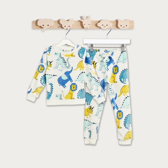 Juniors Dino Print Fleece T-shirt and Pyjama Set