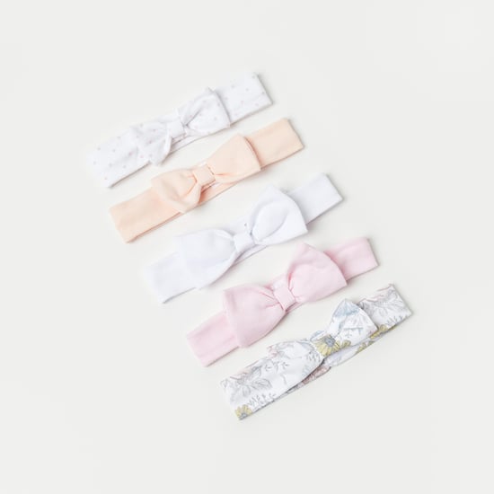 Juniors Printed Elasticated Headband with Bow Detail - Set of 5