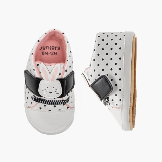 Juniors Bunny Applique Booties with Hook & Loop Closure