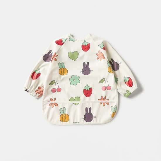 Juniors Graphic Print Long Sleeves Apron Bib with Velcro Closure