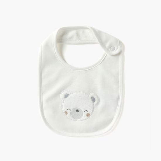 Giggles Bear Applique Bib with Snap Button Closure