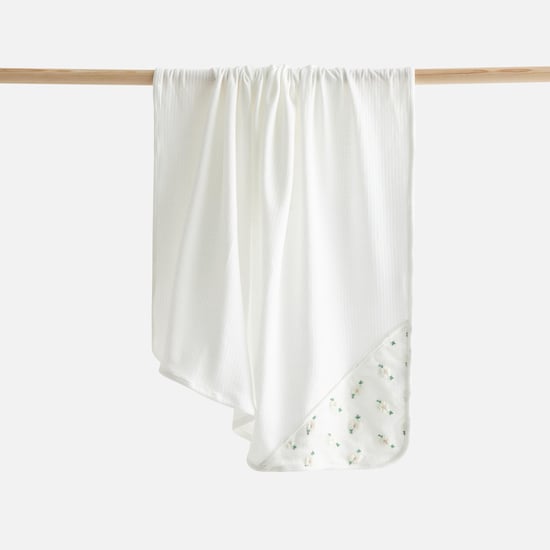 Giggles Floral Embroidered Receiving Blanket - 70x70 cm
